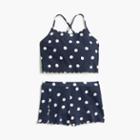 J.Crew Girls' cropped tankini and shorts set in polka dots