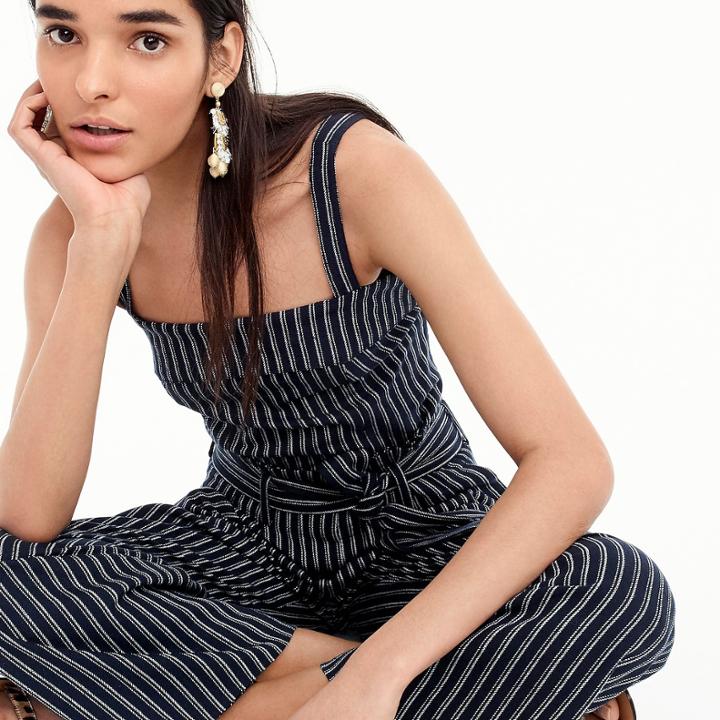 J.Crew Point Sur turnover top in striped linen-cotton