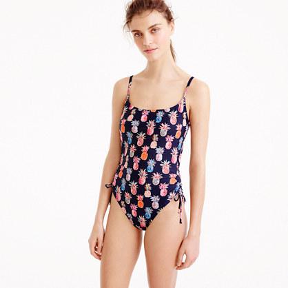 J.Crew Drawstring ruched one-piece swimsuit in Ratti&reg; painted pineapple