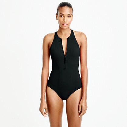 J.Crew Zip-front one-piece swimsuit in Italian matte