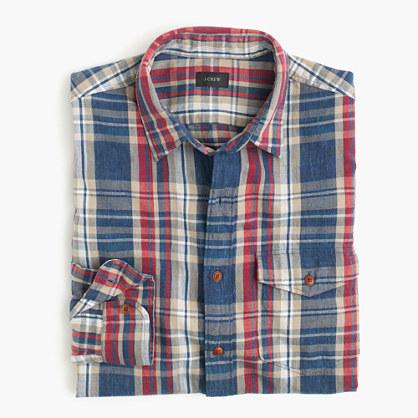 J.Crew Slim heathered slub cotton shirt in blue plaid