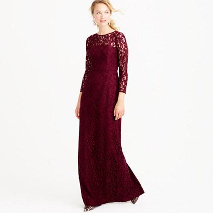 J.Crew Natalia long dress in Leavers lace