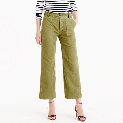 J.Crew Cropped wide-leg pant in linen-cotton