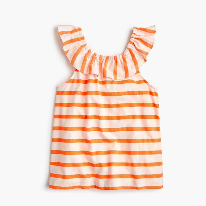 J.Crew Girls' ruffle-necked top in stripe