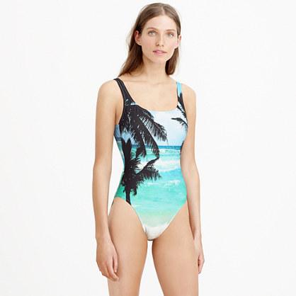 J.Crew Palm tree scoopback one-piece swimsuit
