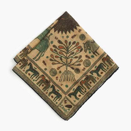 J.Crew Drake's® wool-silk pocket square with embroidered animals