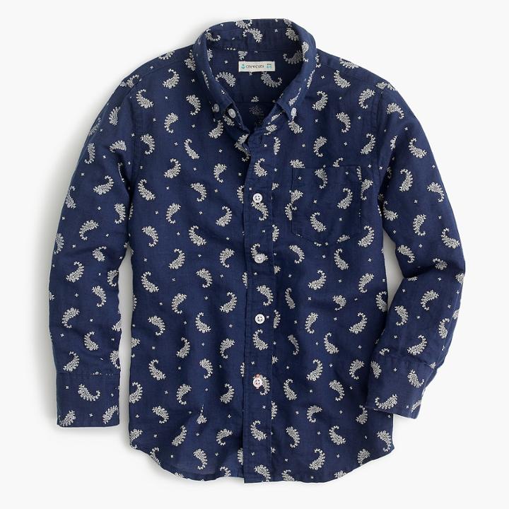 J.Crew Kids' cotton-linen shirt in paisley