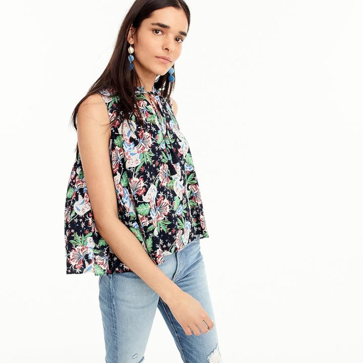 J.Crew Drapey tie-front top in island floral