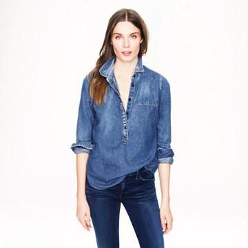 J.Crew Petite classic chambray popover