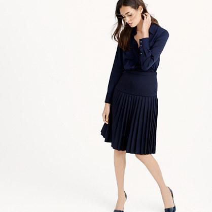 J.Crew Petite drop-waist pleated skirt in Super 120s wool
