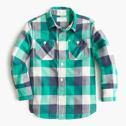 J.Crew Boys' flannel shirt in large emerald plaid