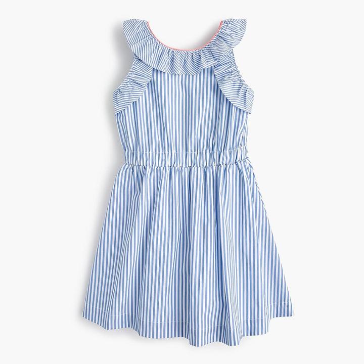 J.Crew Girls' ruffle dress in shirting stripe