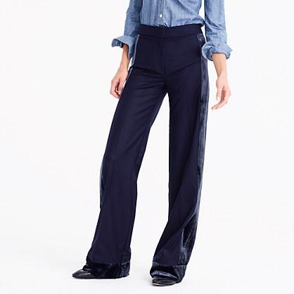 J.Crew Collection wide-leg pant with velvet