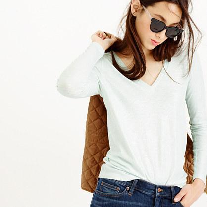 J.Crew Vintage cotton long-sleeve V-neck tee in metallic