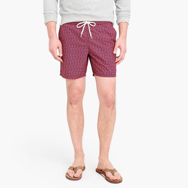 J.Crew 6 swim trunk in zig zag print