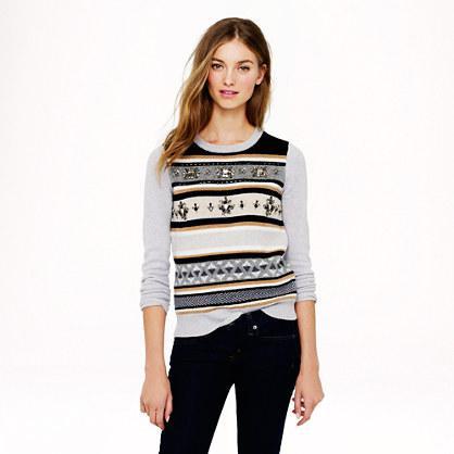 J.Crew Jeweled Fair Isle stripe sweater
