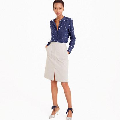 J.Crew A-line skirt with pockets in skinny stripe