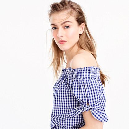 J.Crew Off-the-shoulder top in gingham