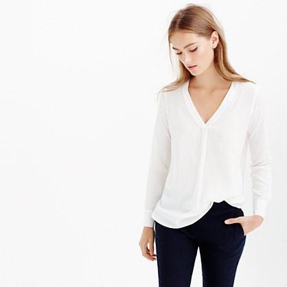 J.Crew Silk drapey V-neck blouse in ivory