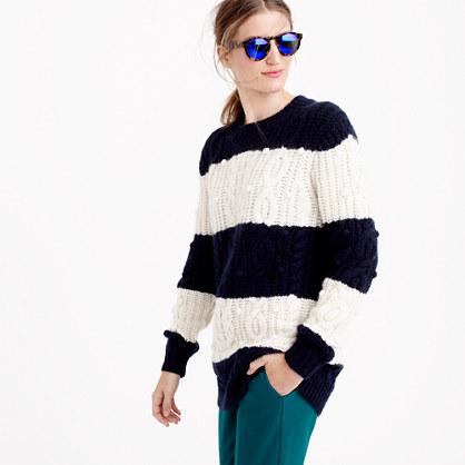 J.Crew Italian cashmere cable sweater in stripe