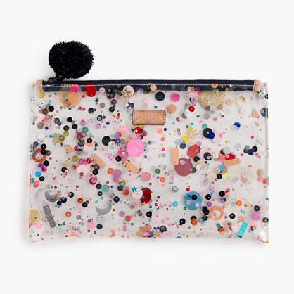 J.Crew Large vinyl pouch with glitter