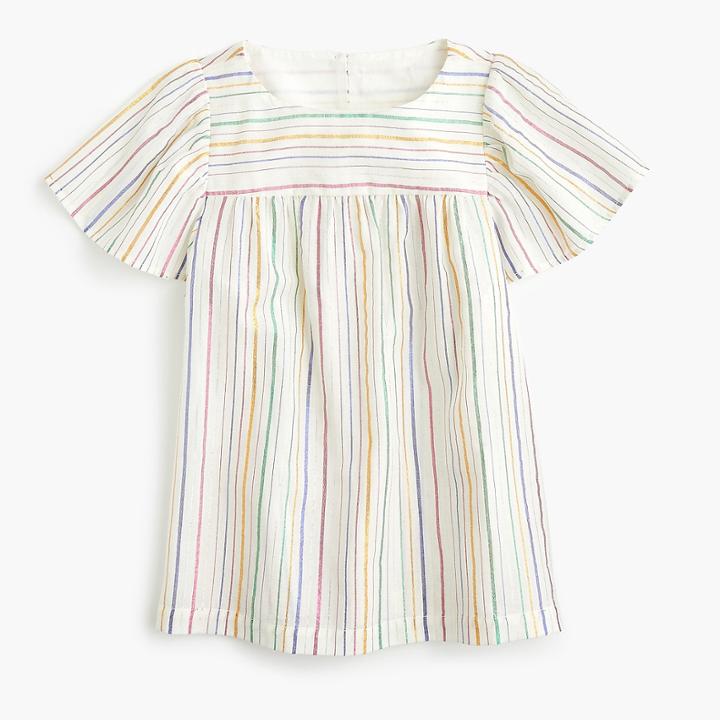 J.Crew Girls' flutter-sleeve top in rainbow stripe