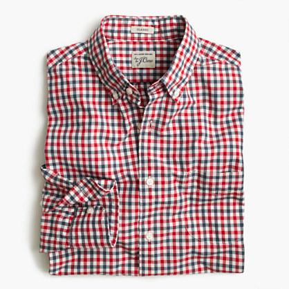 J.Crew Tall Secret Wash shirt in red and blue check