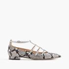 J.Crew Caged flats in snakeskin-printed leather