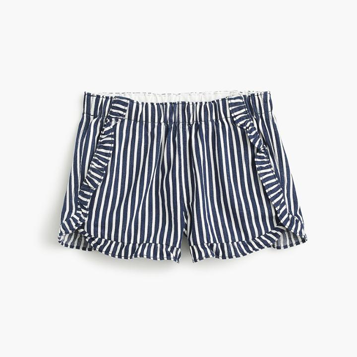 J.Crew Girls' ruffle pull-on short in stripes