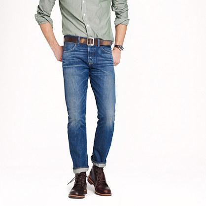 J.Crew Wallace & Barnes slim selvedge jean in White Oak Cone Denim® with deck fade wash