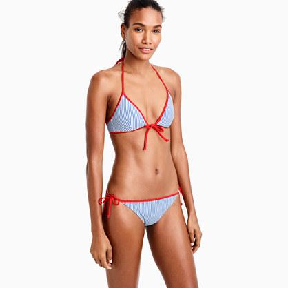 J.Crew Tipped seersucker tie-front bikini top
