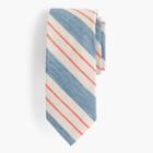 J.Crew English linen-cotton tie in blue stripe