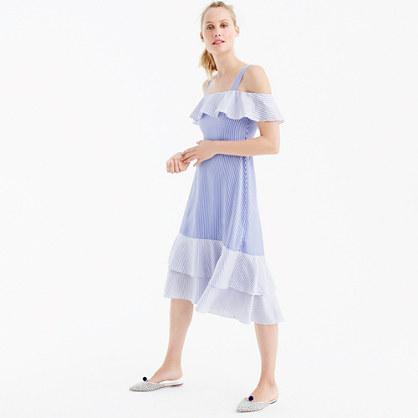 J.Crew Petite cold-shoulder silk dress