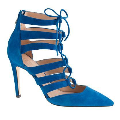 J.Crew Suede lace-up cage pumps