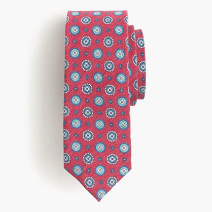 J.Crew Italian linen-silk tie in red medallion
