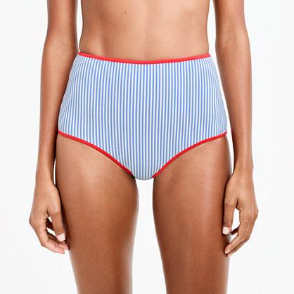 J.Crew Tipped seersucker high-waisted bikini bottom
