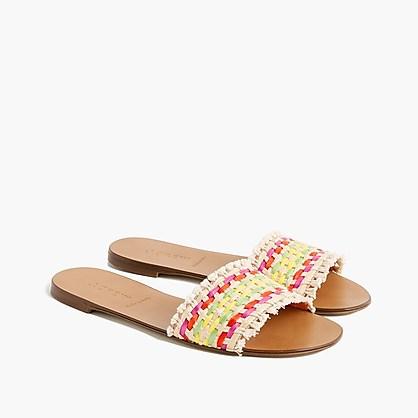 J.Crew Slide sandals in multi-colored raffia