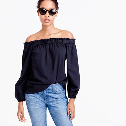 J.Crew Long-sleeve off-the-shoulder top in cotton poplin