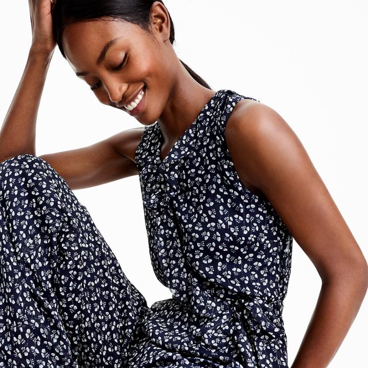 J.Crew Point Sur sparkle jumpsuit in indigo floral