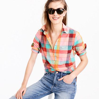 J.Crew Tall lightweight popover in rainbow vintage plaid