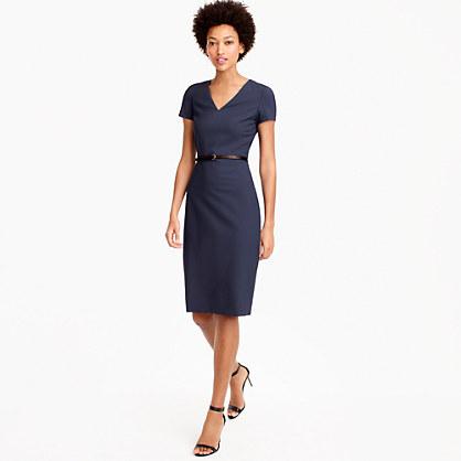 J.Crew Petite cap-sleeve V-neck dress in Italian stretch wool