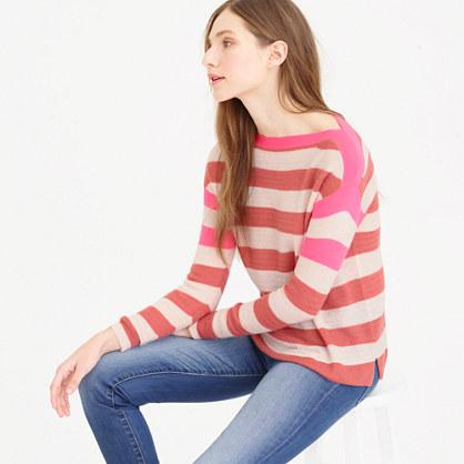 J.Crew Italian featherweight cashmere striped boatneck sweater