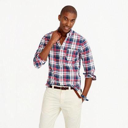 J.Crew Tall madras shirt in navy ink plaid