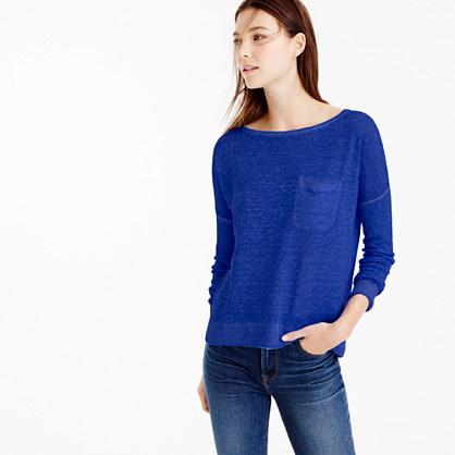J.Crew Yarn-dyed linen pocket crewneck sweater