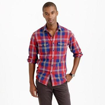 J.Crew Herringbone flannel shirt in classic plaid