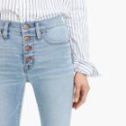 J.Crew 9 high-rise toothpick jean in Leddy wash with button fly