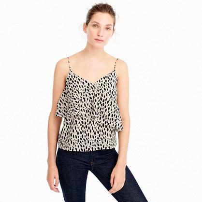 J.Crew Silk ruffle cami in leopard print