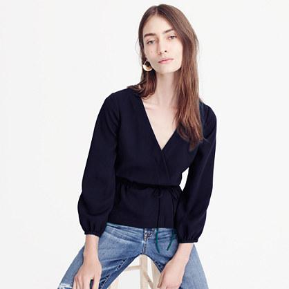 J.Crew Drapey crepe faux-wrap top