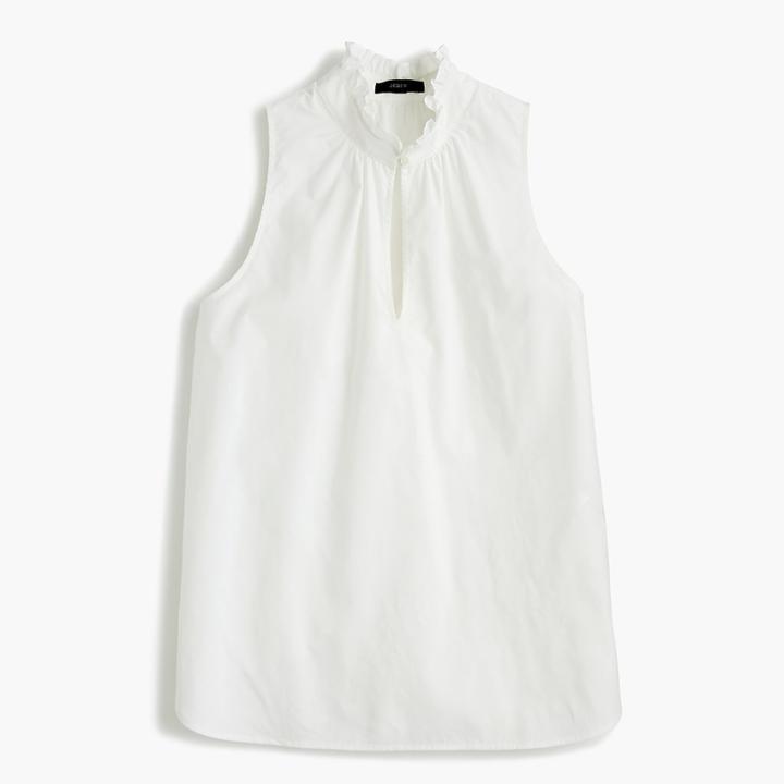 J.Crew Ruffle-neck top in cotton poplin