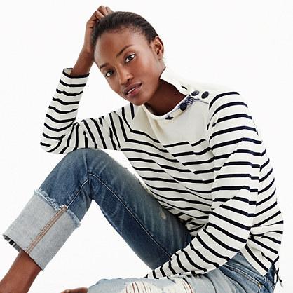 J.Crew Striped button-shoulder turtleneck